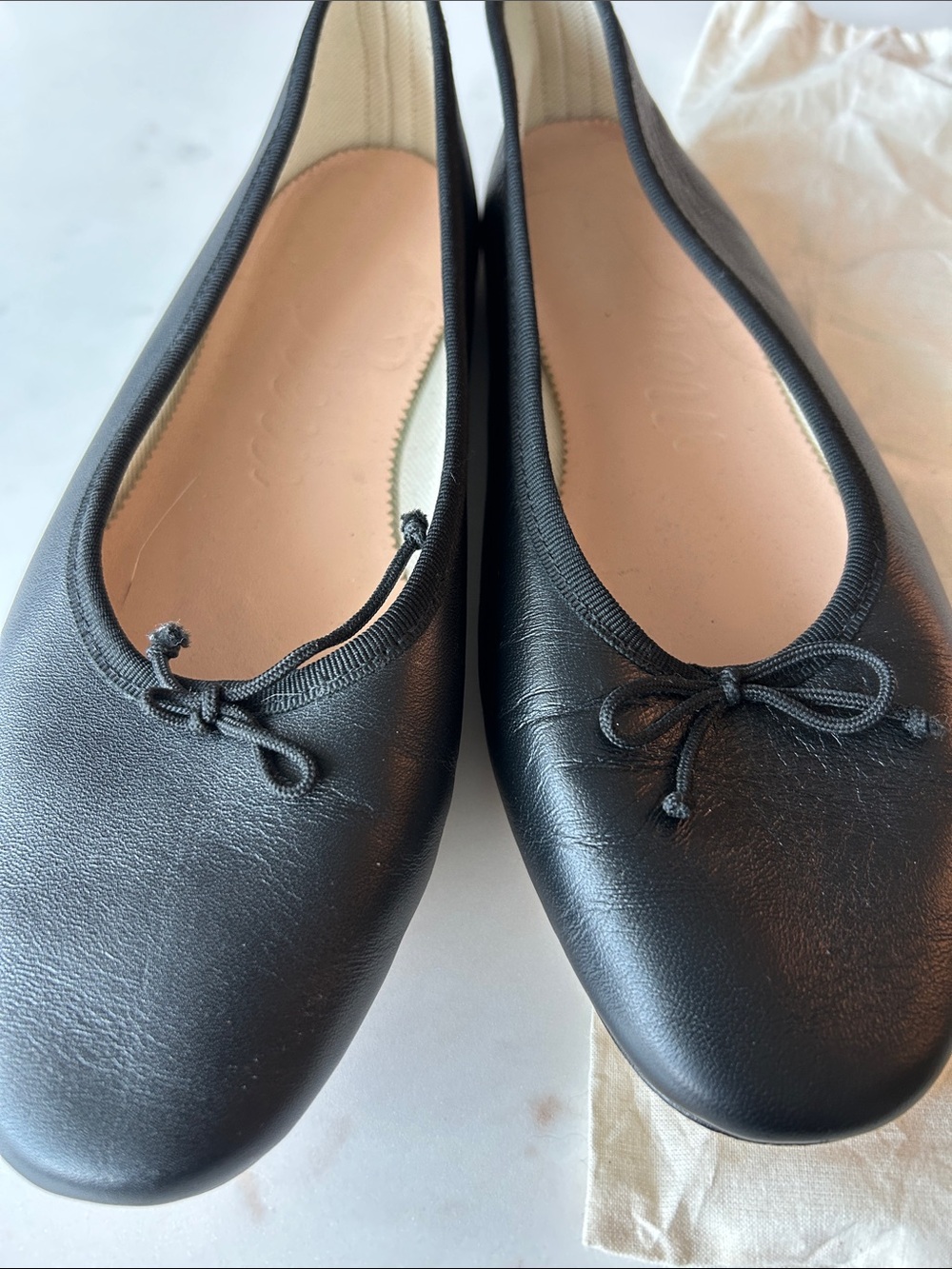 J. Crew Black Leather Round-Toe Ballet Flats with Bow - Picture 2 of 7